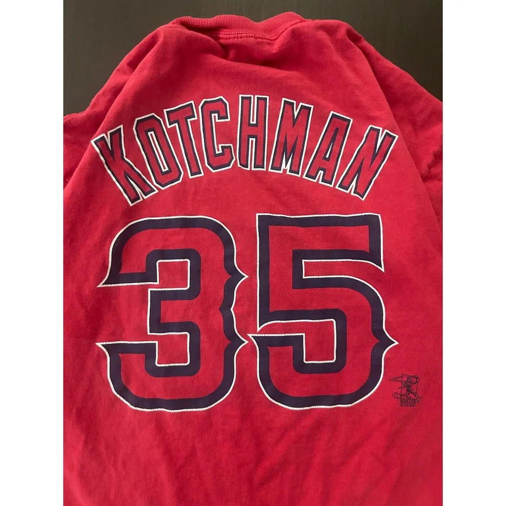 Majestic Los Angeles Angels Casey Kotchman 35 Red T-Shirt Mens XL MLB Baseball